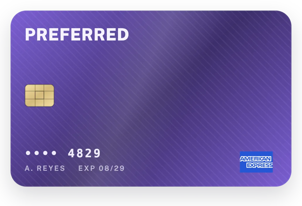 A violet card with the metallic finish